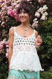 Crochet and broderie trim top
