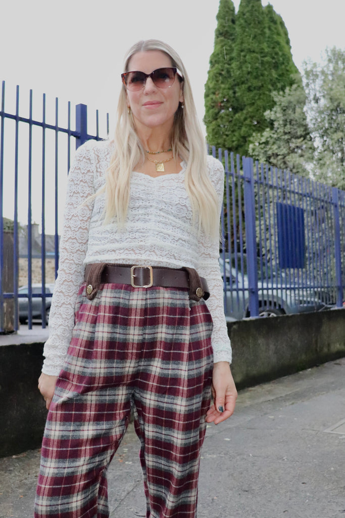 Ruched lace long sleeve top