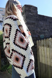 White border diamond granny square cardigan