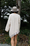 Asymmetrical lace trim jumper