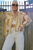 Floral mustard crochet cardigan