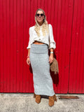 Grey knit pencil skirt