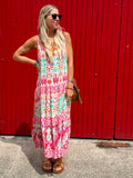 Pink aztec printed dress