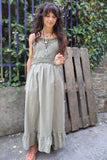 Lace applique khaki dress
