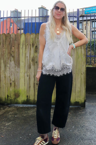 Lace trim silky cami (Champagne)