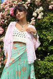 Crochet and embroidered kimono (Pink)