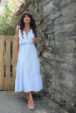 Sky blue Cheesecloth tiered dress