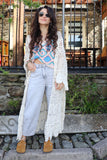 Floral crochet kimono
