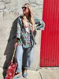 Coral border floral kimono