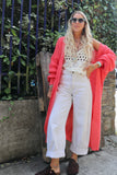 Long knit cardigan (Raspberry)