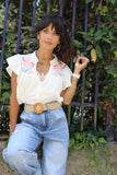 Floral cross stitch blouse