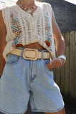 Gold buckle woven stretch belt