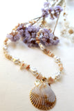 Pearl and clam shell necklace