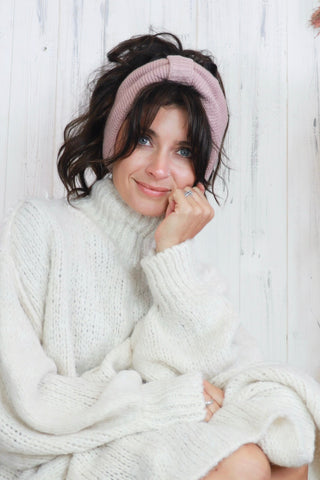 Bow knit headband (Light Pink)