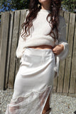 Asymmetrical lace trim skirt (Pearl)