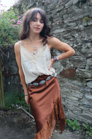 Button up lace trim cami