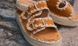 Tan whip stitch sandals