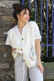 Floral embroidered knit waistcoat