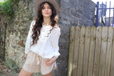 Broderie linen shorts