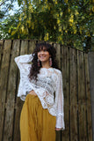 Floral circle crochet top (white)