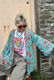 Turquoise floral kimono