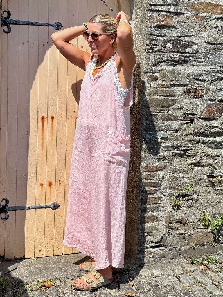 Dusty pink overalls