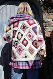 Crochet colourful granny square cardigan
