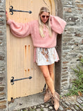 Peach balloon sleeve jumper