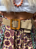 Square buckle woven belt