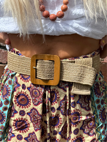 Square buckle woven belt