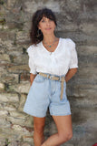 Floral lace collar blouse