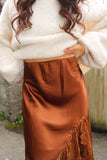 Lace end silky skirt