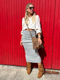 Grey knit pencil skirt