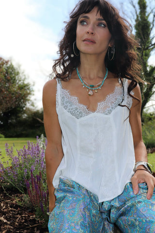 Lace trim cami (White)