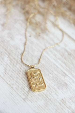 Moon and stars pendant necklace