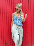 Floral embroidered cami (Light denim)