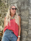 Open knit tank top (Raspberry)