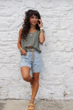 Open  knit tank top (Khaki)