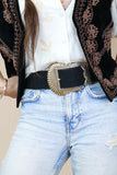 Western buckle stretch belt (Black)