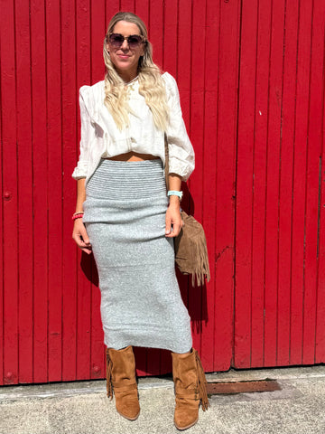 Grey knit pencil skirt