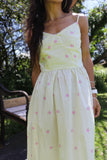Butter yellow striped floral dress