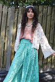 Aqua ornate flowy trousers