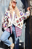Crochet colourful granny square cardigan
