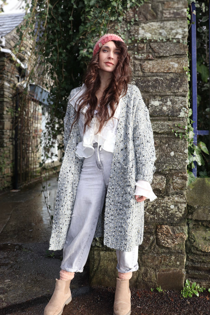 Light grey speckle knit cardigan