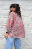 Pink floral peasant blouse