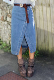 Side split denim skirt