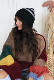 Black striped beanie