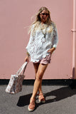Longline floral crochet top
