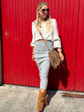 Grey knit pencil skirt