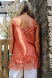 Lace trim linen cami (Rust)